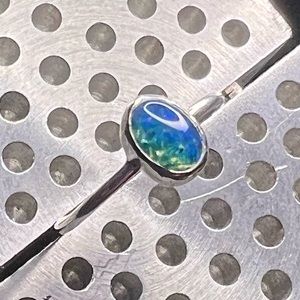 🫶2/$20 Handmade crushed lake blue opal & Sterling silver ring. Size 6